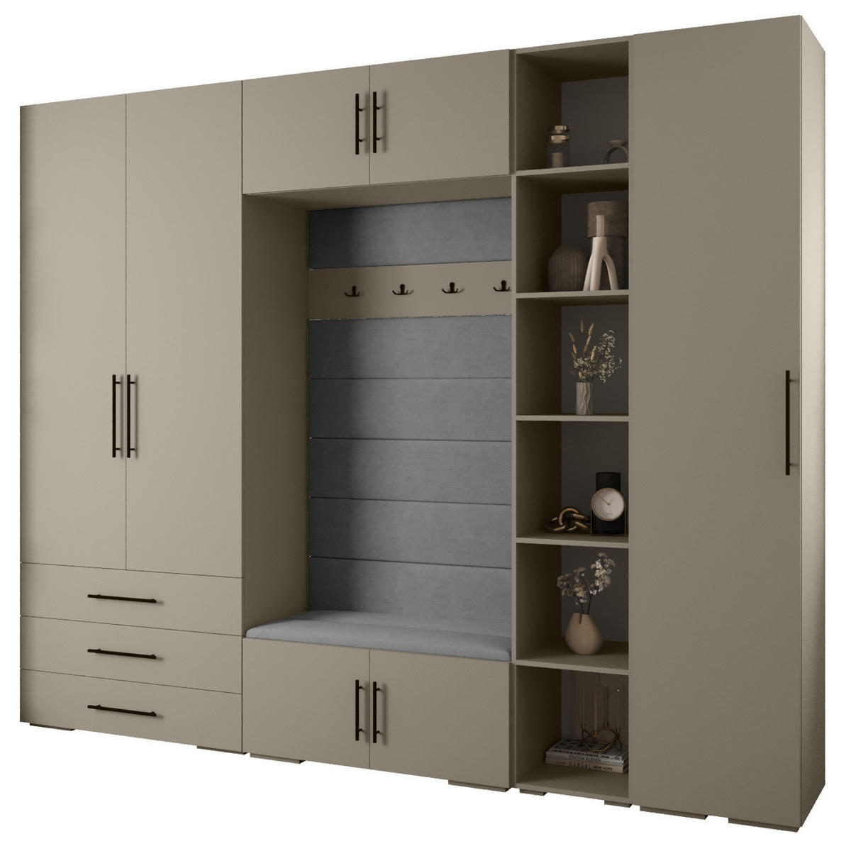 GARDEROBEN-SET 236,7/290/47 - Kaschmir/Schwarz, Holz/Kunststoff (290/236.7/47cm) - Abiks Möbel
