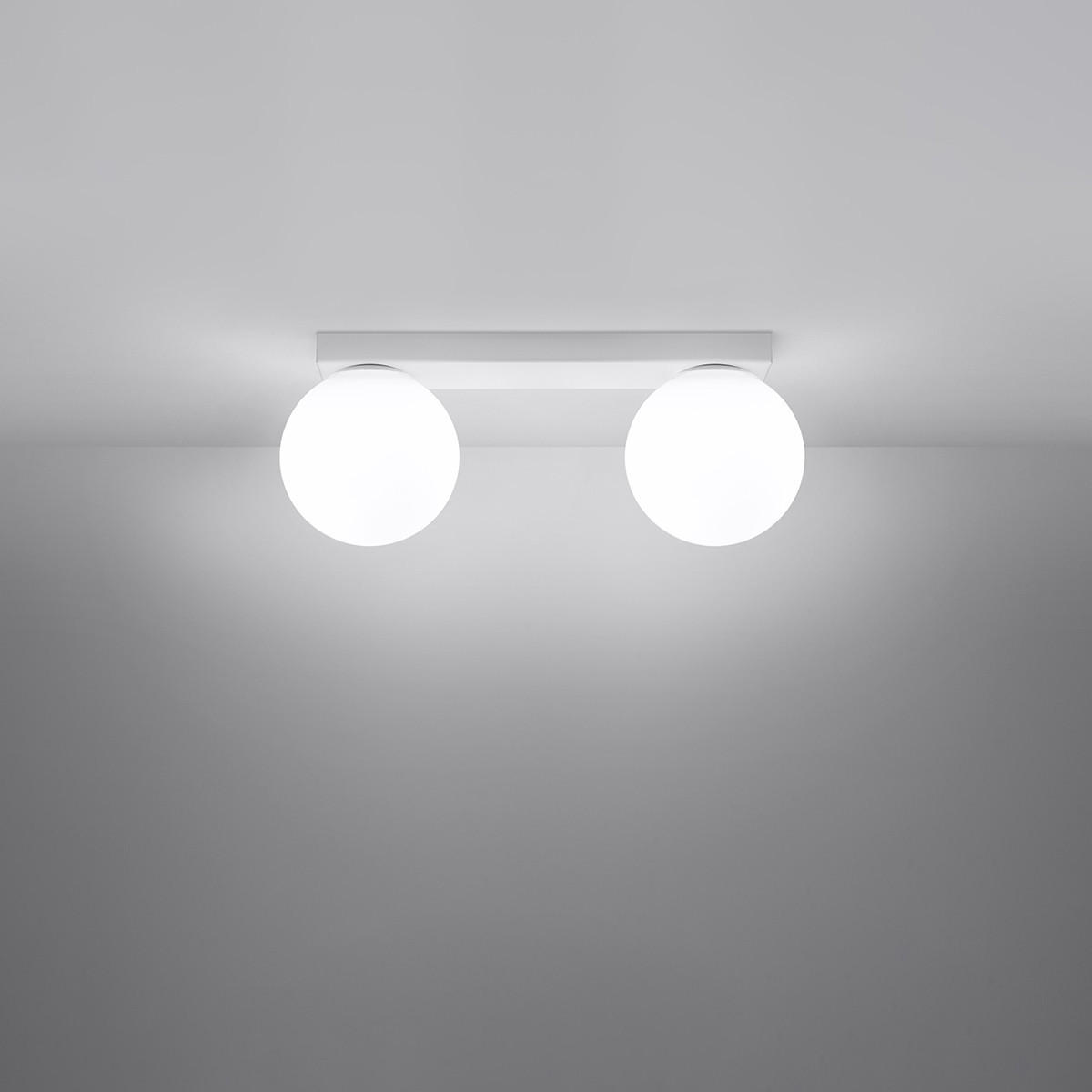 LED DECKENLEUCHTE Stahl Weiss - Weiß, Glas (34.5/12/14.5cm) - Sollux Lighting