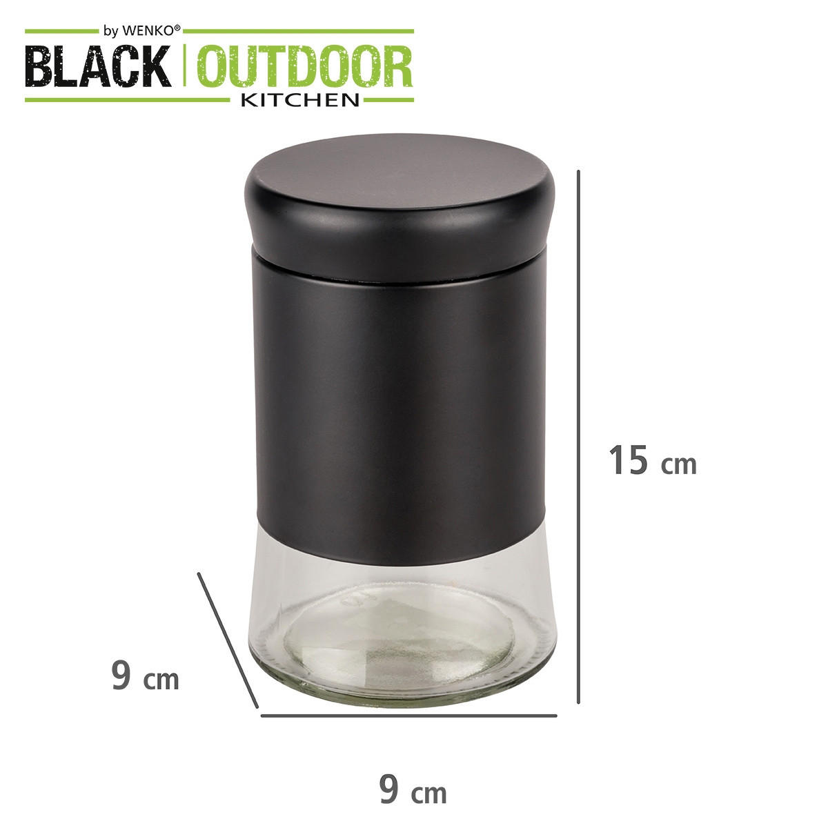 GEWÜRZGLAS Boga 600 ml - Schwarz, Glas (9.5/15/9.5cm)