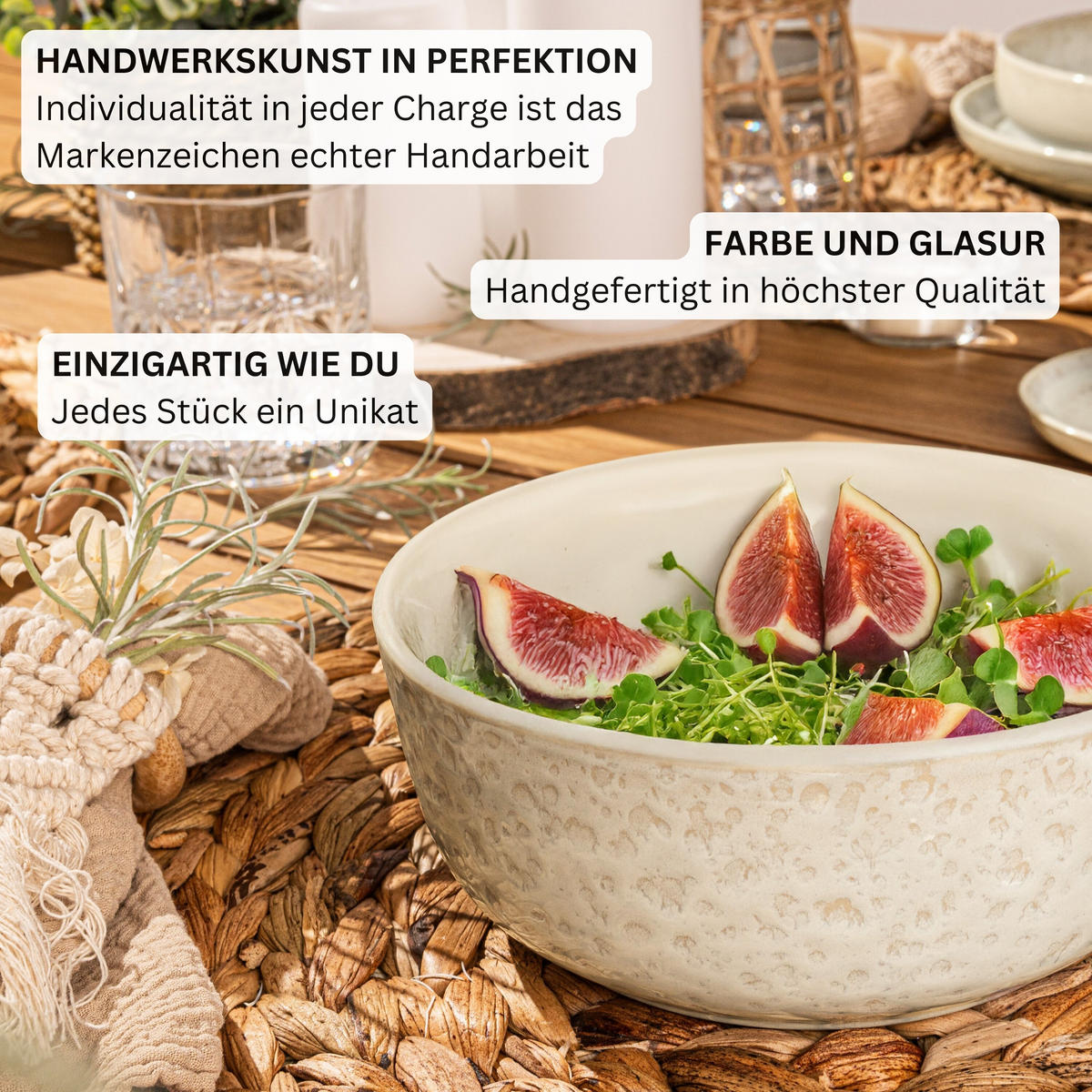 SCHALEN SET KEY WEST - 6 teilig aus Steingut - Creme, Stein (16.3cm) - Sänger