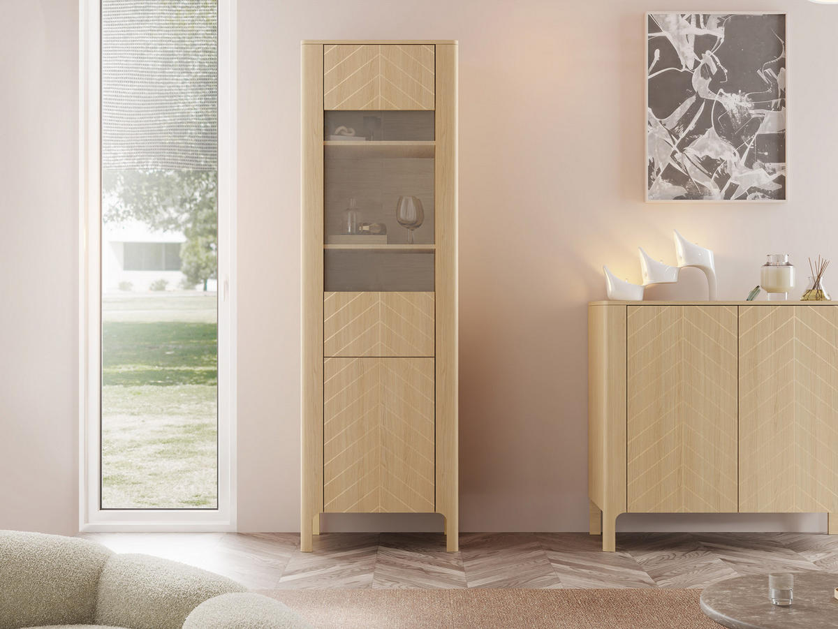 VITRINE Malumi MM04 2D - Eichefarben/Naturfarben, Holzwerkstoff/Metall (60/198/41cm) - MIRJAN24