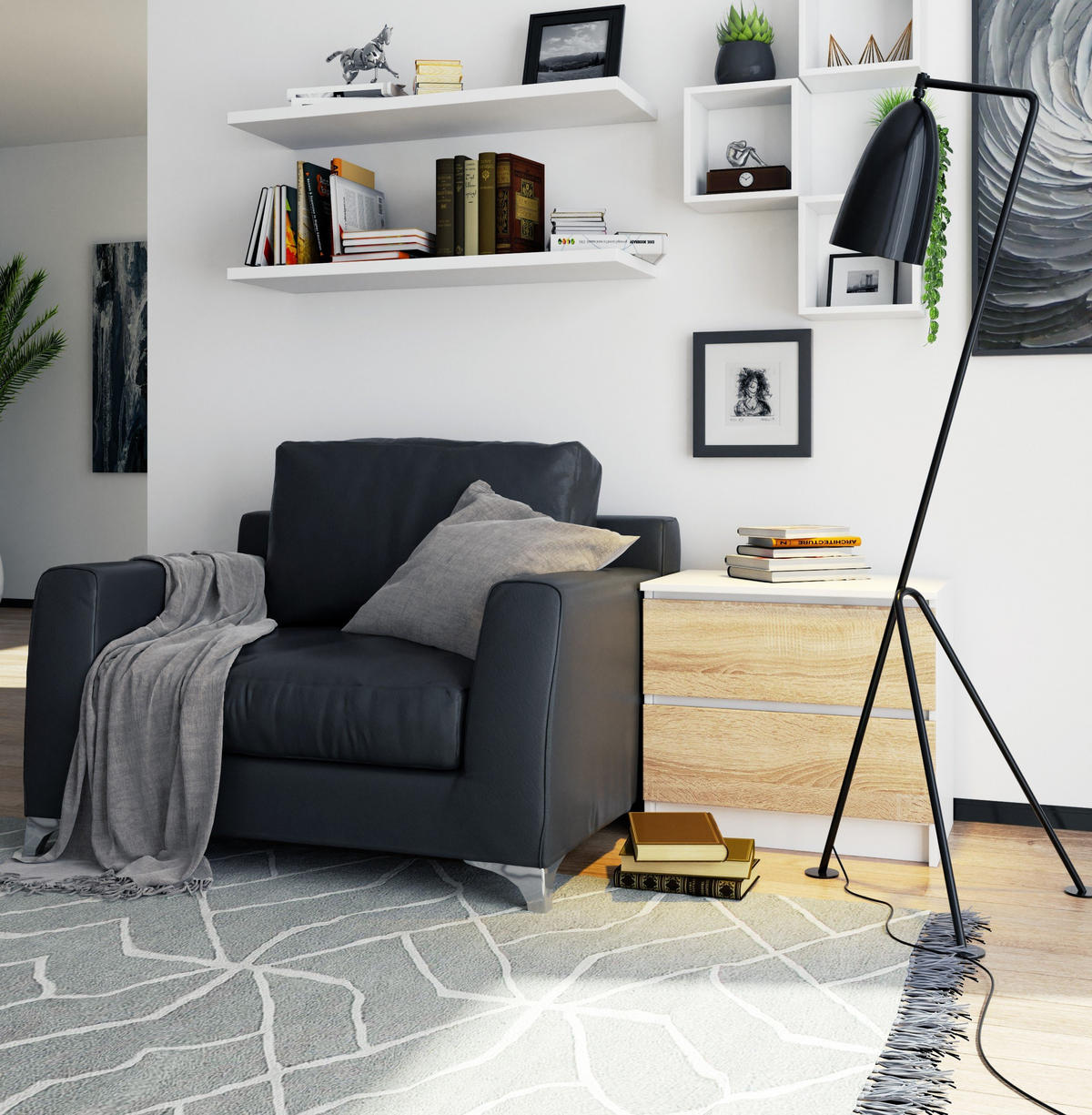 KOMMODE K60, Sonoma, 60x40x77 cm - Weiß/Sonoma Eiche, Holz (60/55/40cm) - Milordbikes