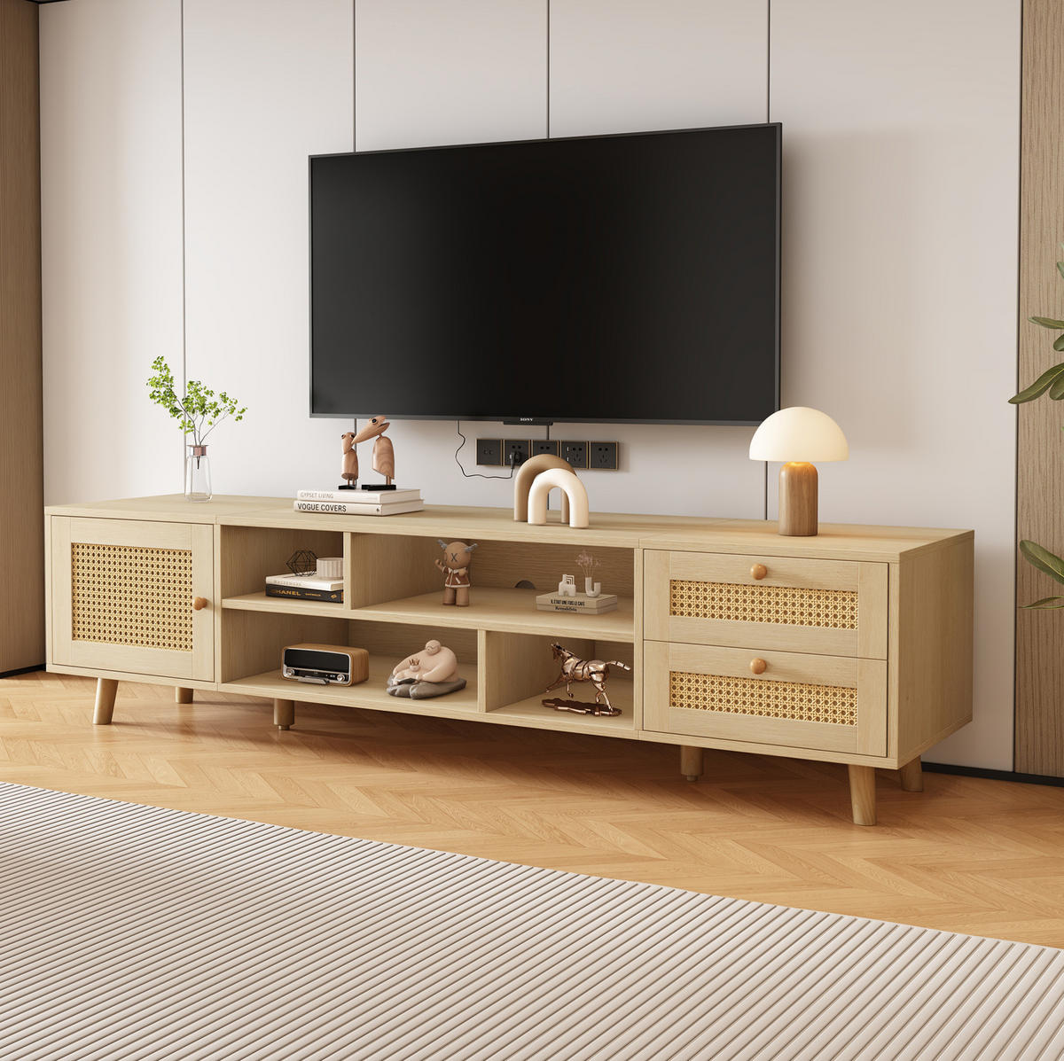 TV-SCHRANK mit Kabelführung 160 cm in Eiche mit 2 Schubladen und 1 Tür - Braun, Holzwerkstoff (39/40.5/160cm) - Beauniv