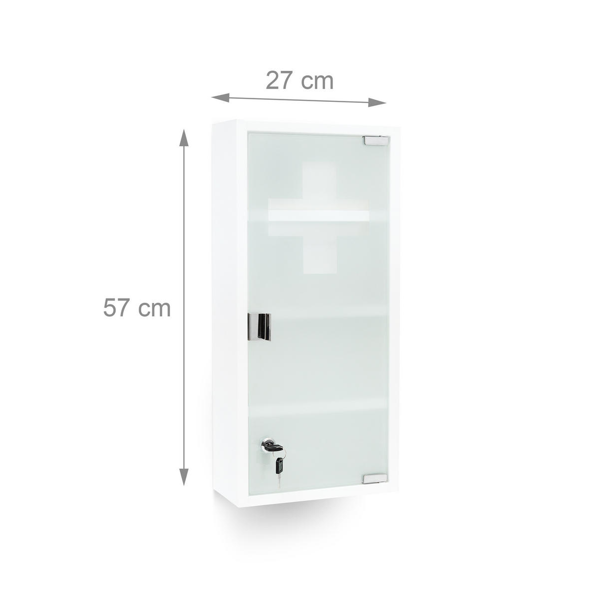 MEDIZINSCHRANK XXL - Weiß, Glas/Metall (27/57/12cm) - Relaxdays