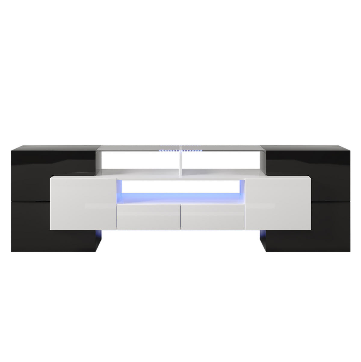 TV-ELEMENT mit LED 200 cm Schwarz/Weiß - Schwarz, Holzwerkstoff (30/60/200cm) - Beauniv