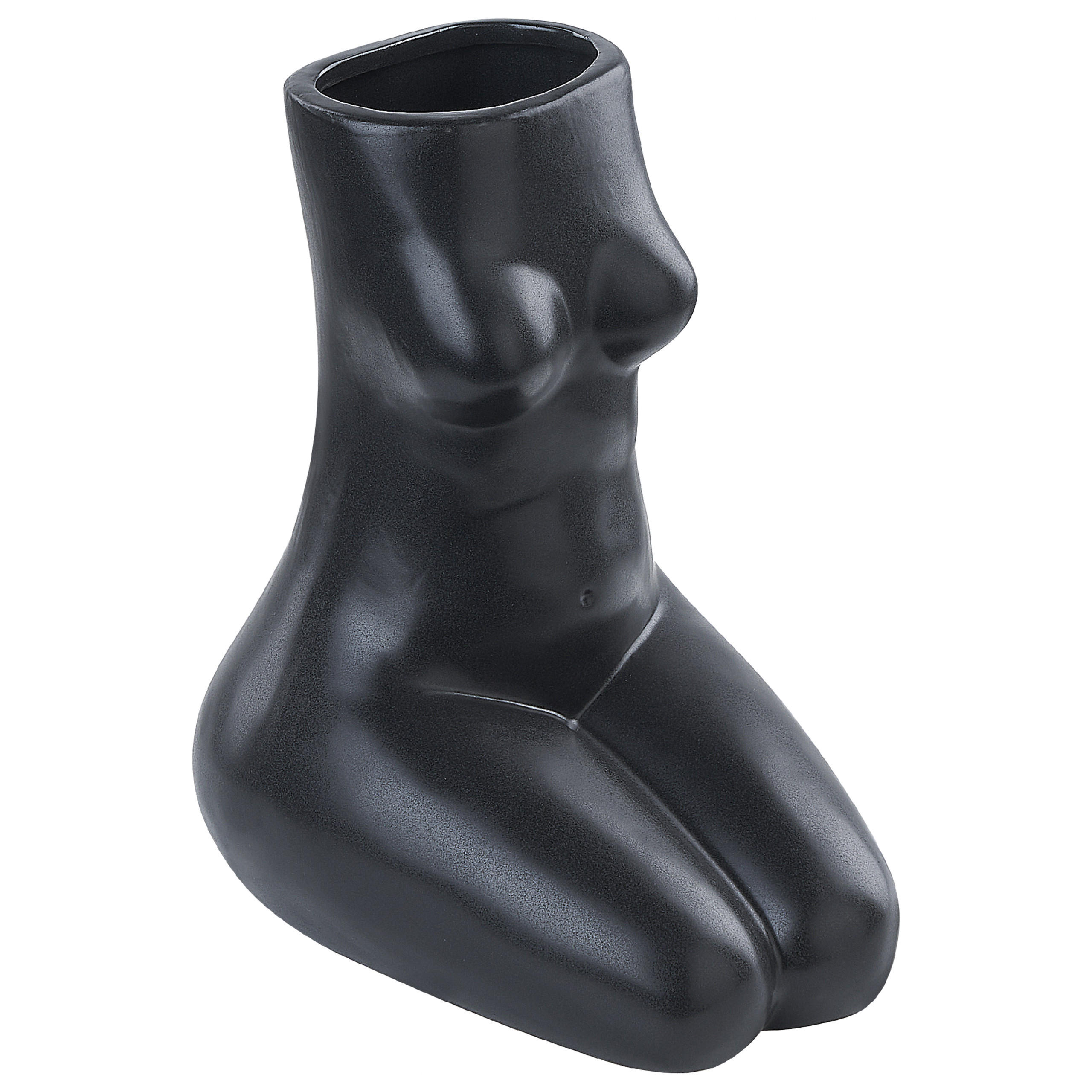 BLUMENVASE Porzellan schwarz Pyrgos - Schwarz, Keramik (22cm) - Beliani