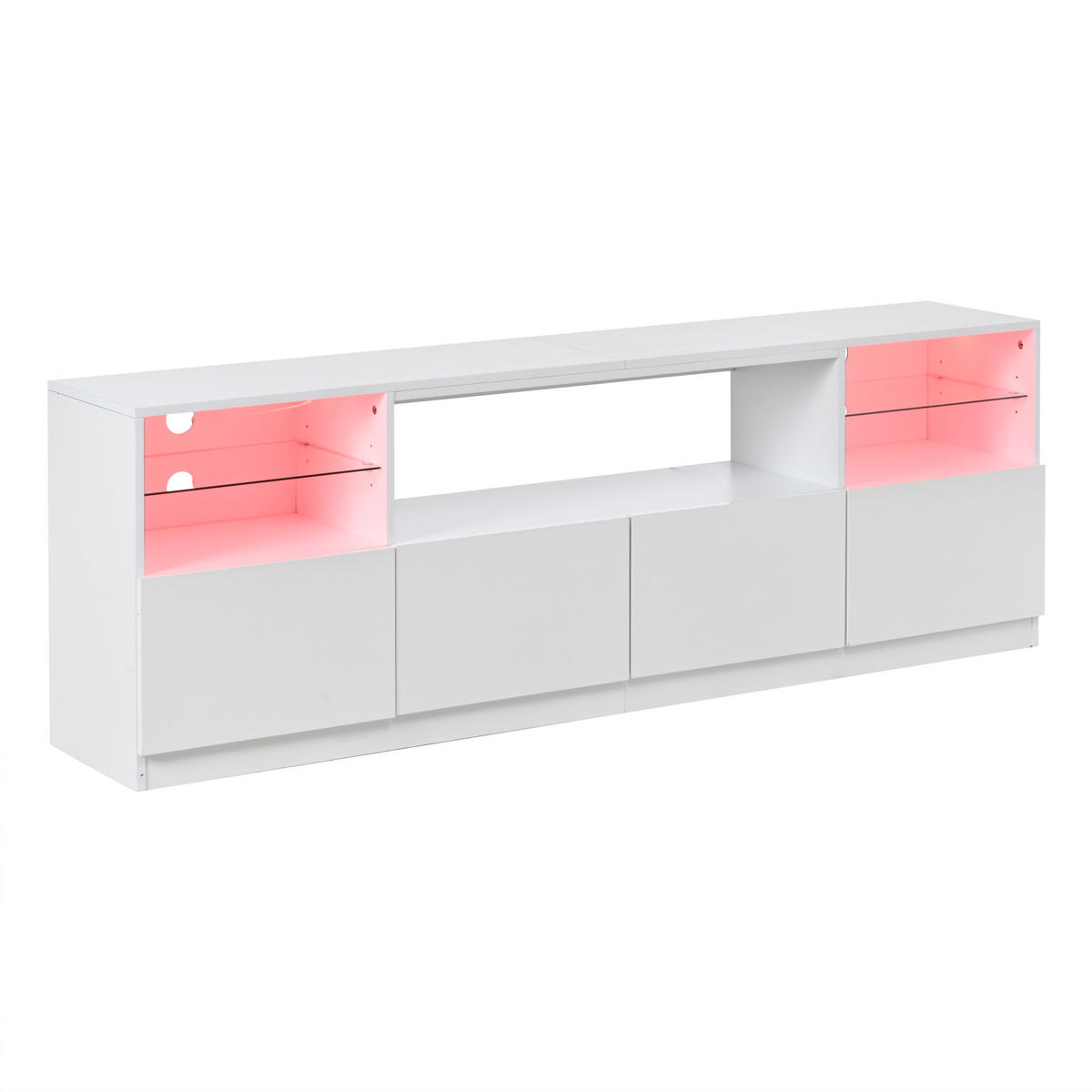 TV-ELEMENT180X35X60CM Weiß Hochglanz mit LED-Beleuchtung für 75-Zoll-TV - Weiß, Holz (46.99/22.5/72.01cm) - Raelunyi