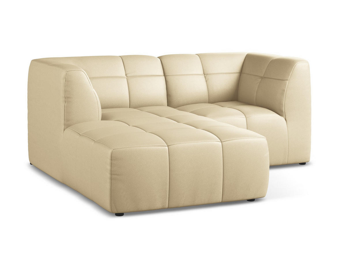 ECKSOFA Links Kunstleder Beige - Beige/Schwarz, Holzwerkstoff/Kunststoff (191/175cm) - Makamii
