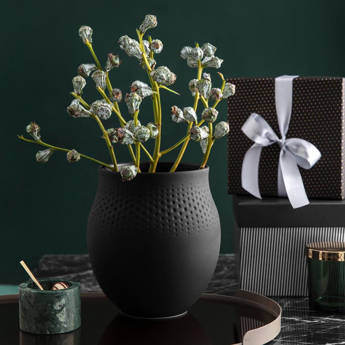 VASE Manufacture Collier Noir 18 cm - Schwarz, Keramik (17.5cm) - Villeroy & Boch