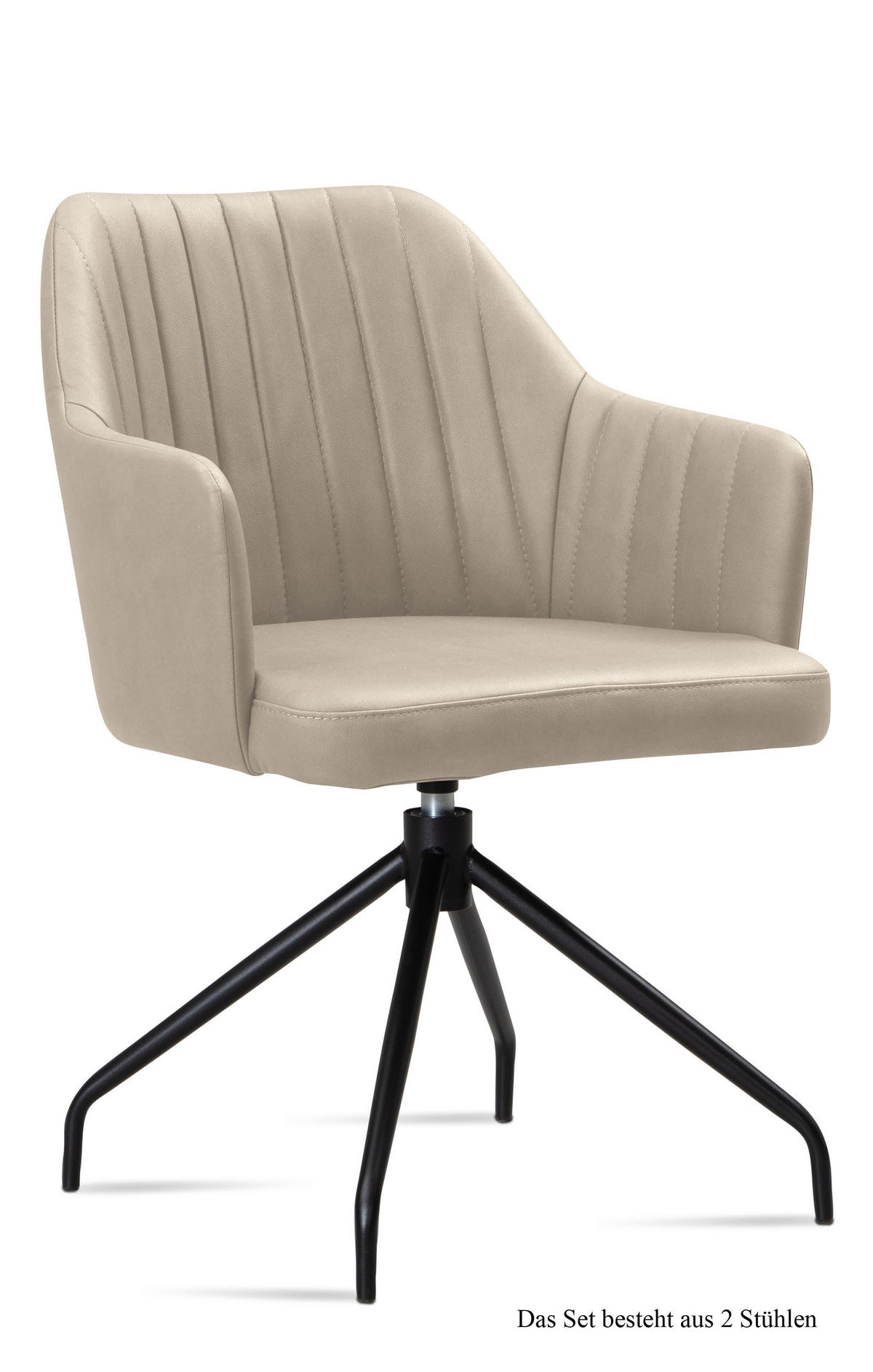 ARMLEHNSTUHL drehbar (2er-Set) Dorena 58x81x60 Schwarz/Natur - Schwarz/Naturfarben, Kunststoff (60/81/58cm) - 58aufmkessel