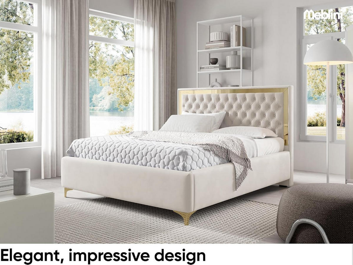 POLSTERBETT ARONA - Beige, Textil (120/200cm) - Meblini