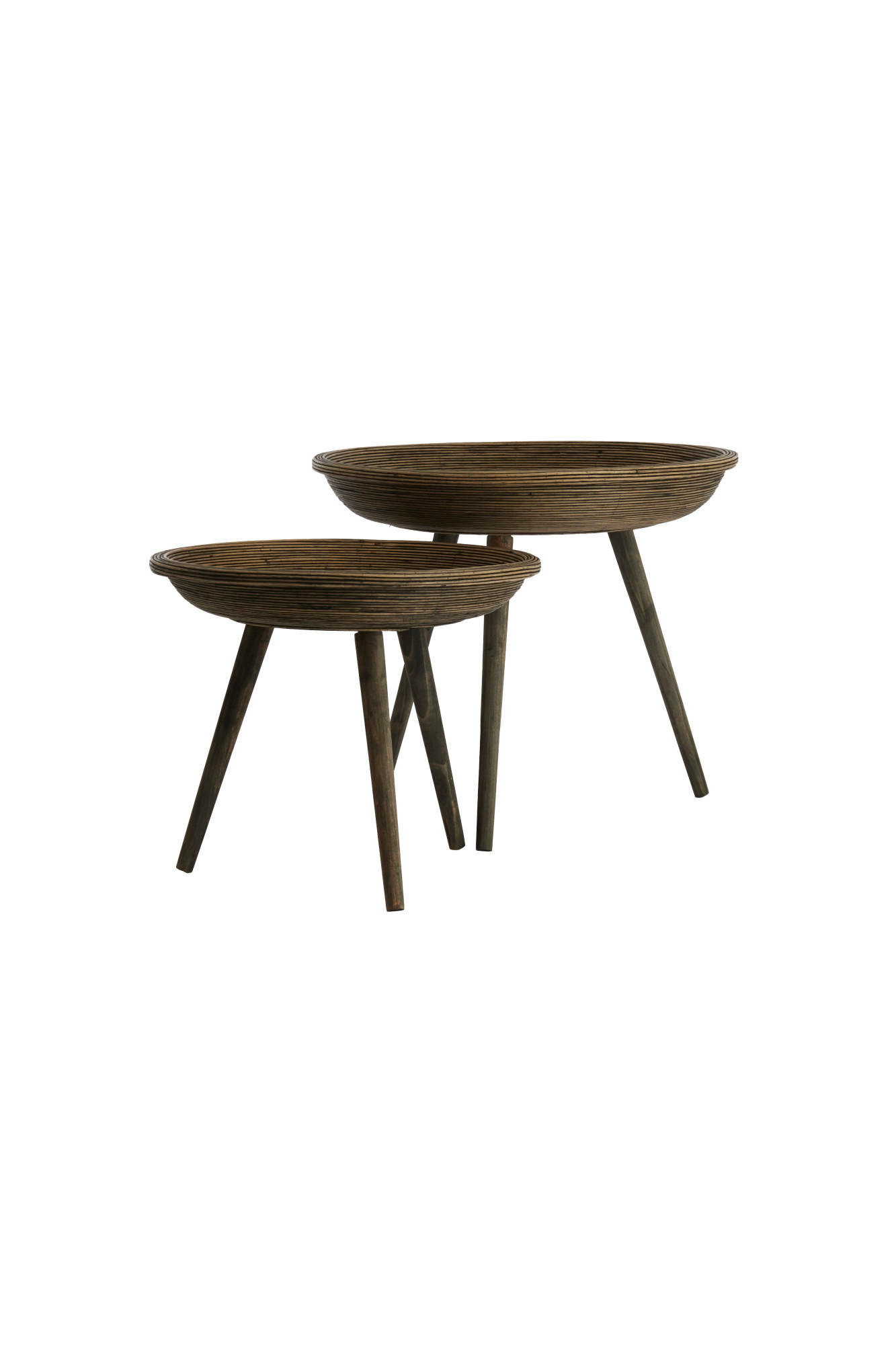 BEISTELLTISCH Colon Braun Ø56/48 cm 2er-Set - Dunkelbraun, Holz (56/56/48cm) - Light & Living