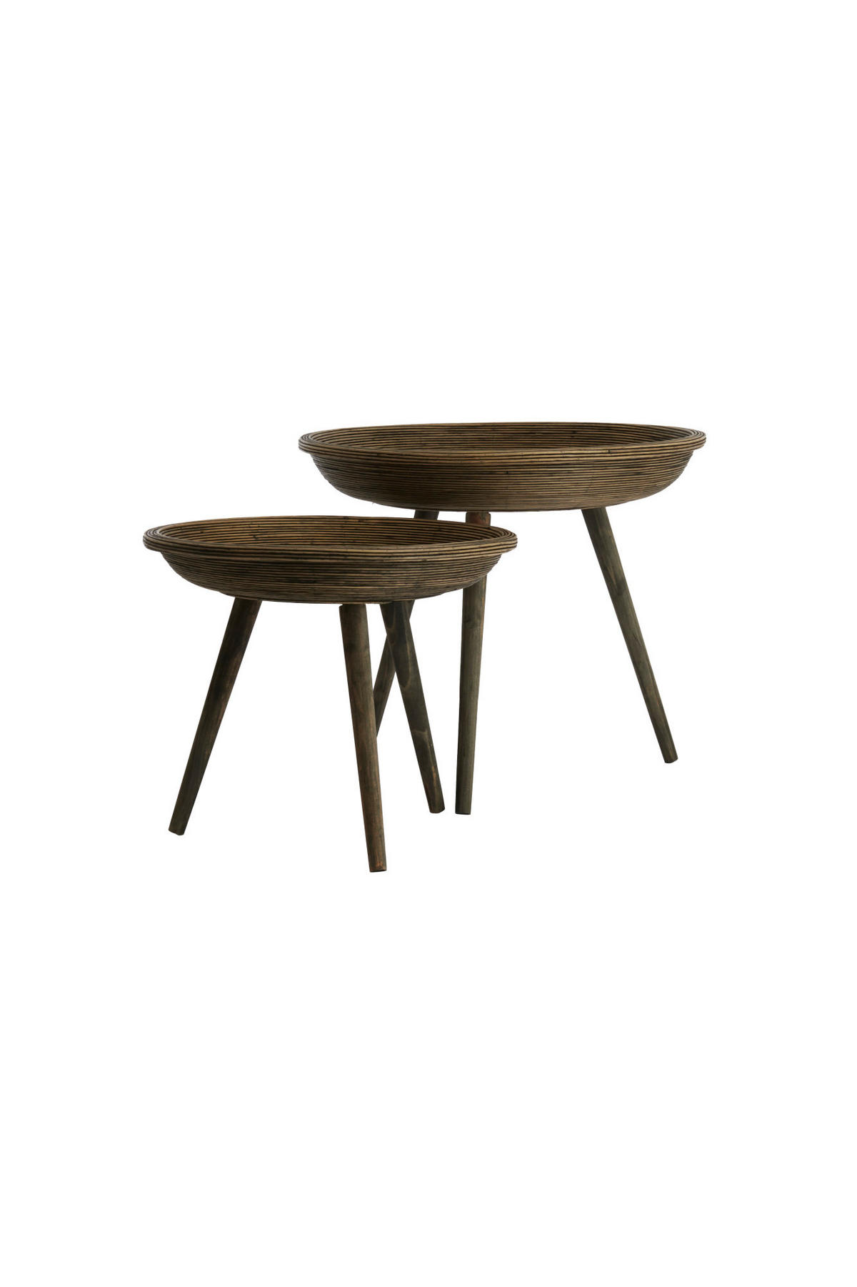 BEISTELLTISCH Colon Braun Ø56/48 cm 2er-Set - Dunkelbraun, Holz (56/56/48cm) - Light & Living