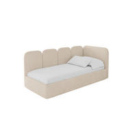 EINZELLBETT Jugendbett mit Bettkasten, Links - VELY 90x200 Beige - Creme, Holzwerkstoff/Textil (90/200cm) - ALTDECOR
