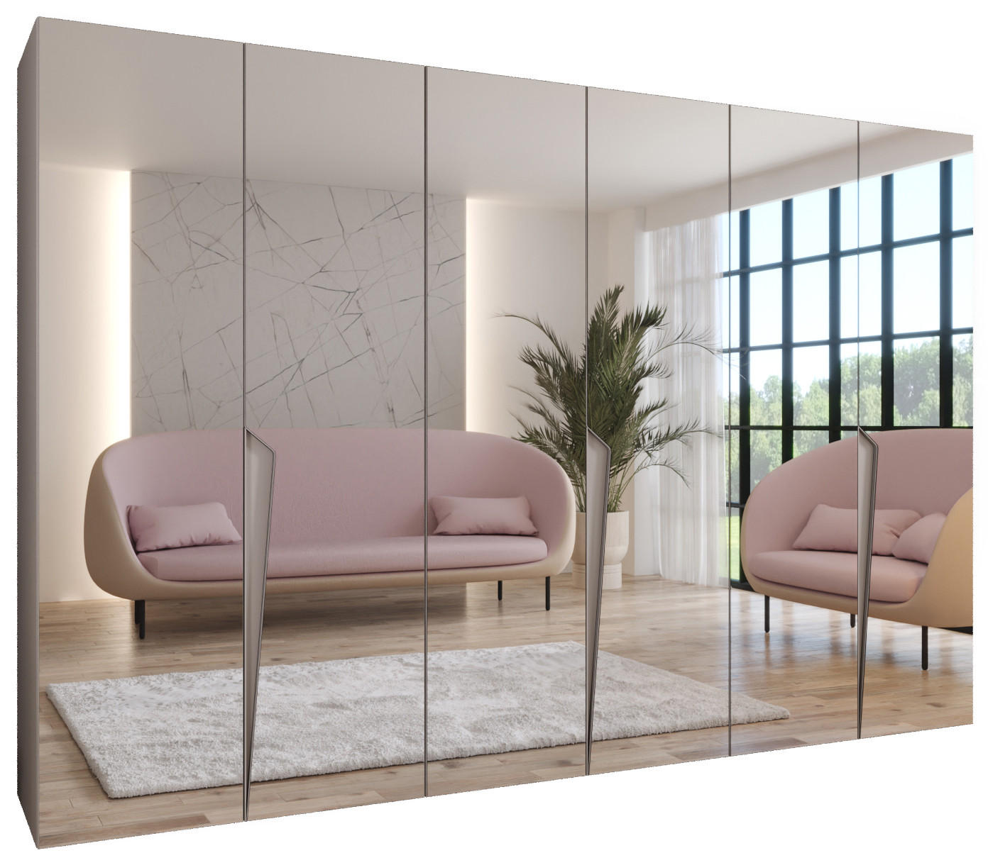 DREHTÜRENSCHRANK 202/300/52 6-türig - Beige, Holz/Metall (300/202/52cm) - Abiks Möbel