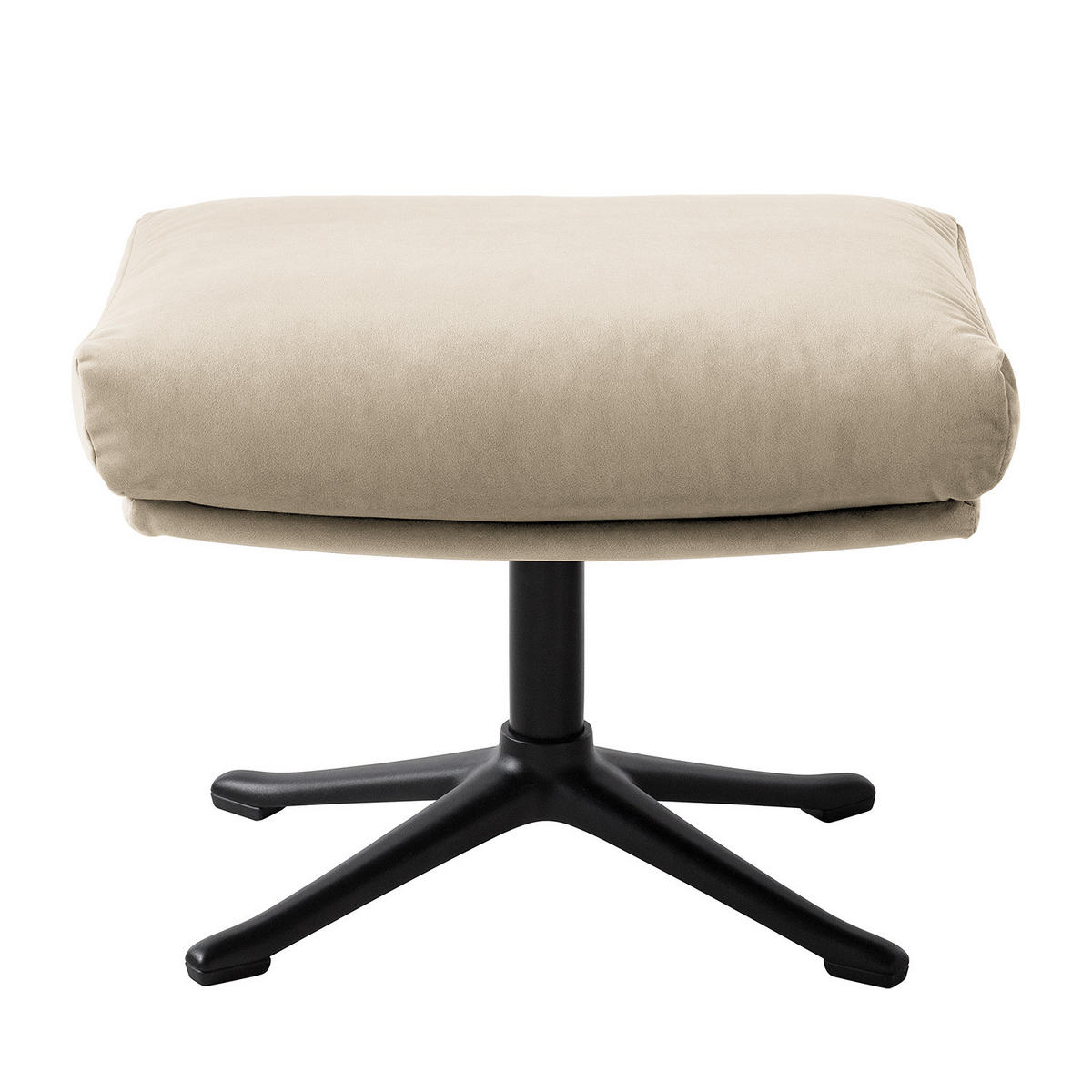 POLSTERHOCKER mit Kreuzfuß - Beige/Schwarz, Textil/Metall (51/37/41cm) - home24