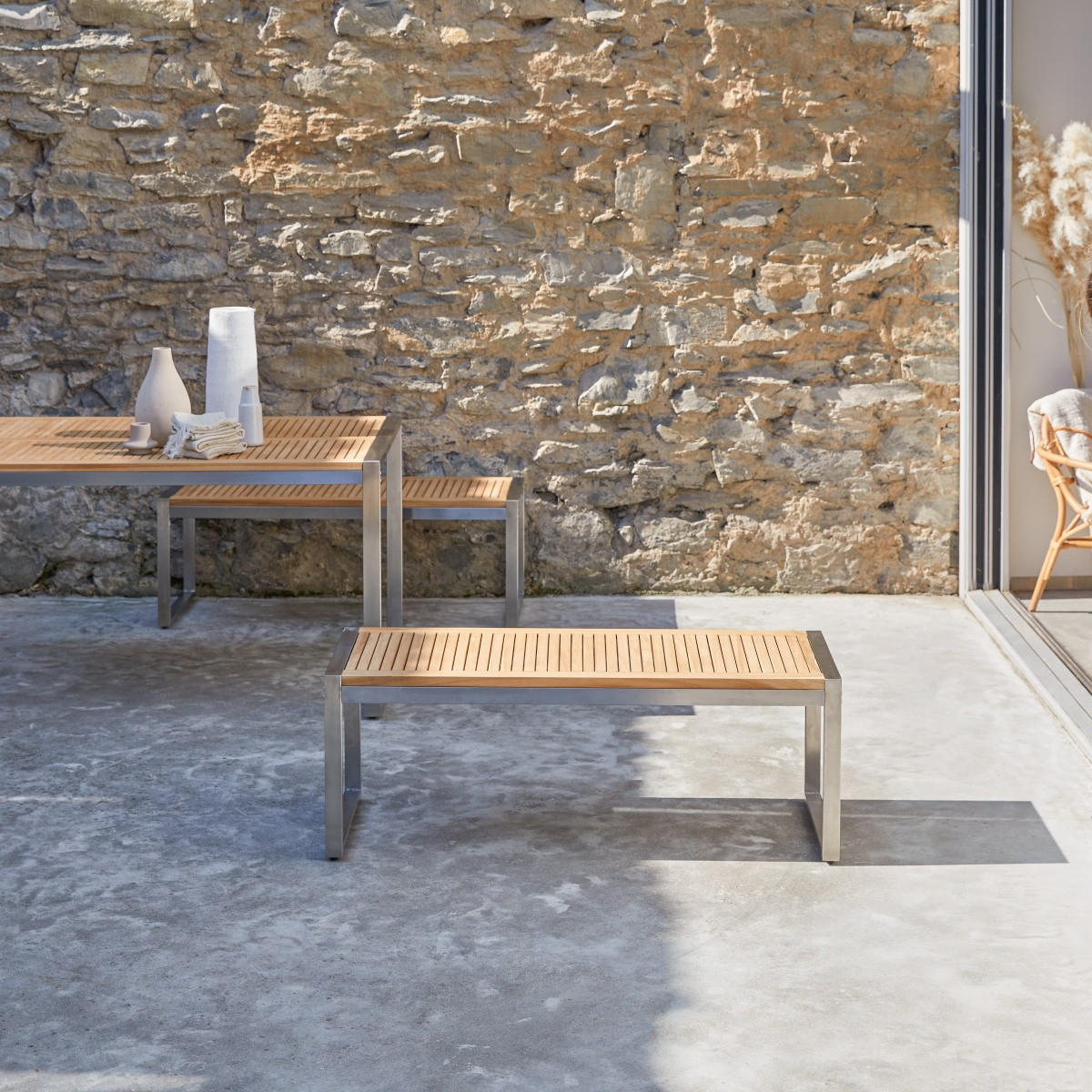 GARTENBANK Arno Natur aus Teak - Naturfarben, Holz (120/44/45cm) - Tikamoon