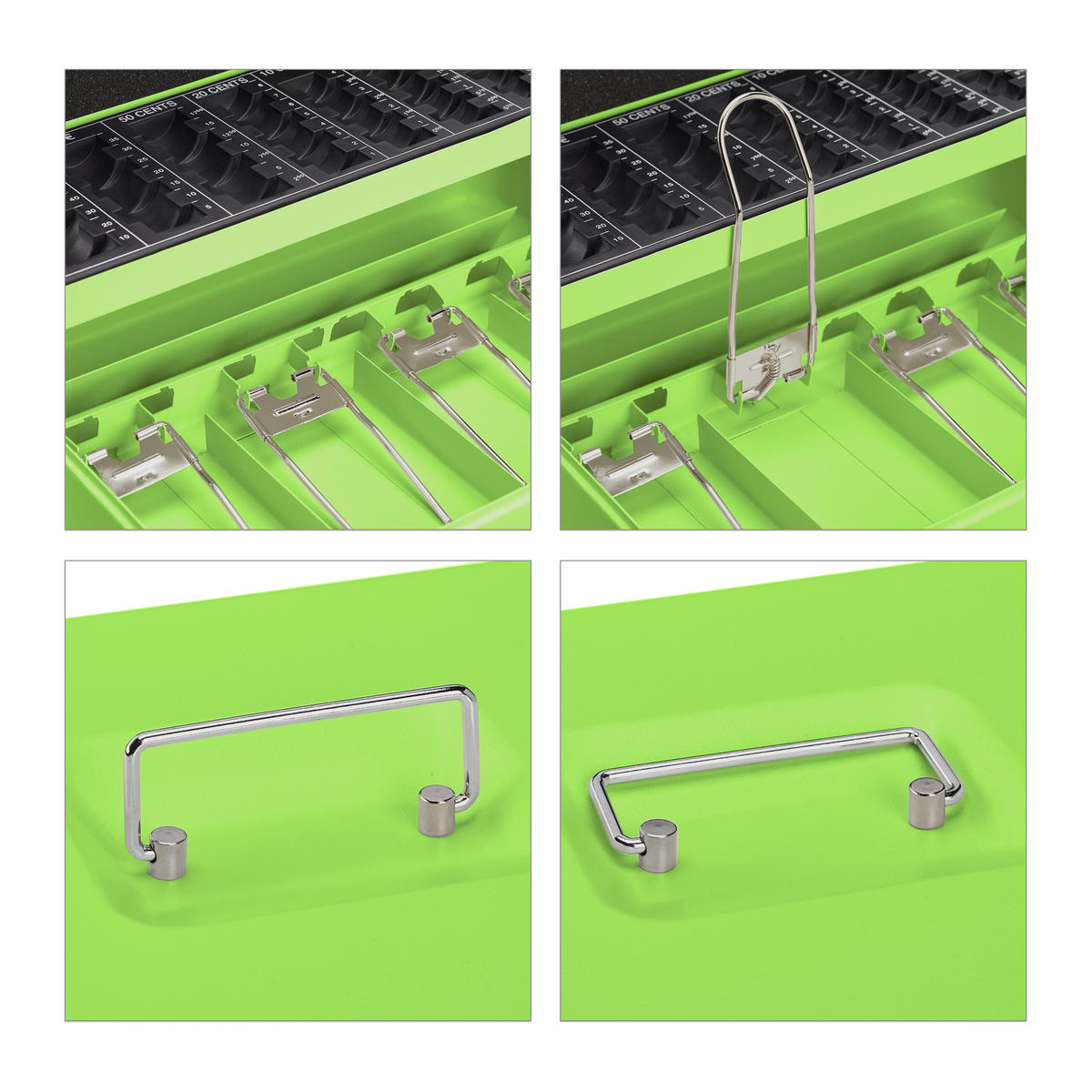 POKLADNIČKA na mince Euro - zelená, kov/plast (30.5/8.5/24.5cm) - Relaxdays