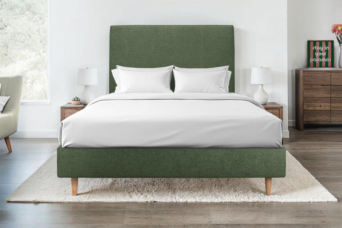 150 cm GEPOLSTERTES KOPFTEIL – Natté-Stoff in Khakigrün - Beige/Olivgrün, Karton/Holz (150/120/10cm) - Sommeil de Plomb