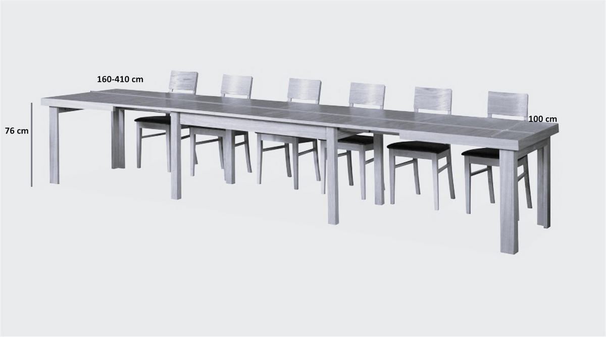 ESSTISCH INFINITO Ausziehbar 160 - 410 / 100 x 76 cm - Eichefarben, Holz (160/100/76cm) - MASSENO