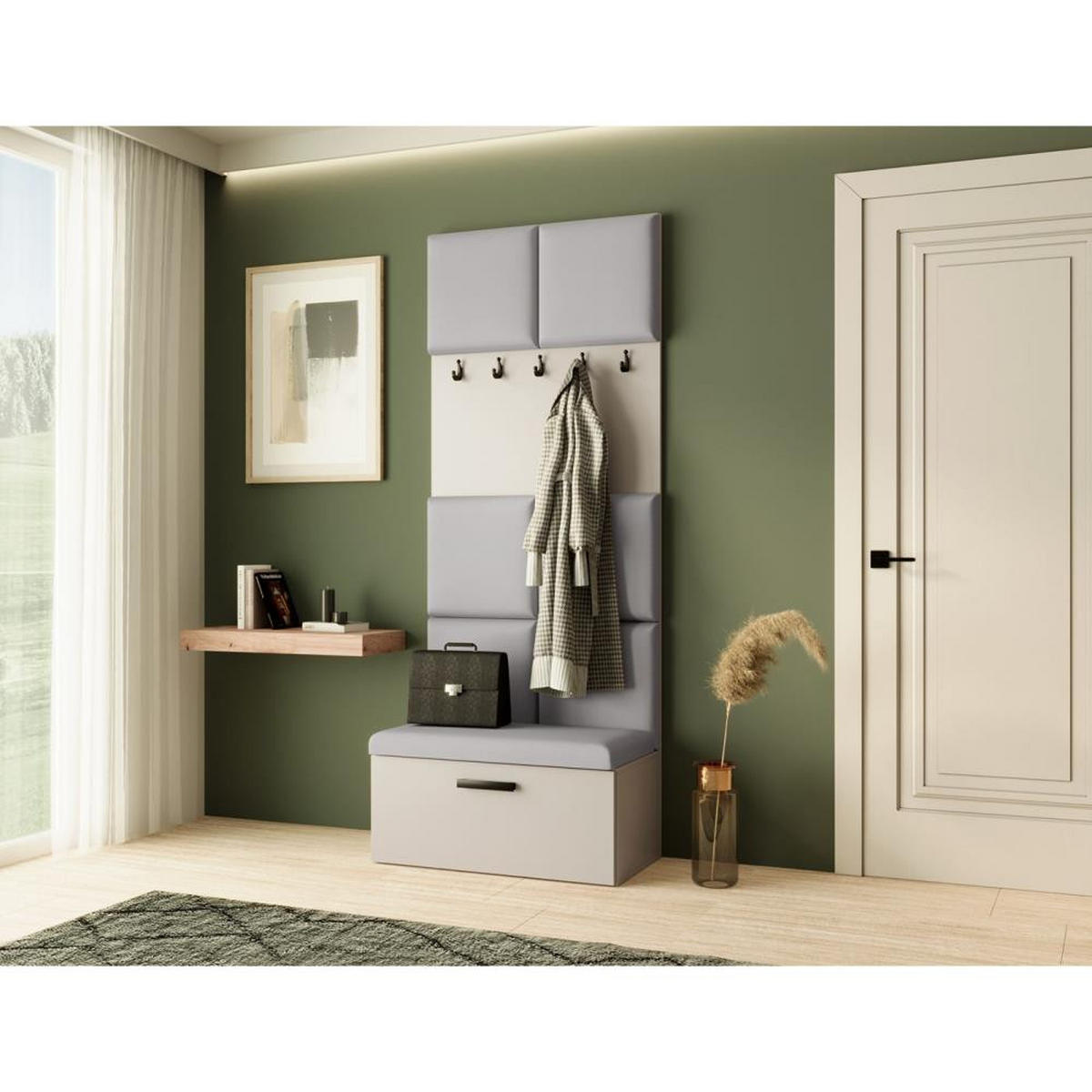 GARDEROBE Margaret I 81/203/43 gepolsterten Paneelen - Kaschmir/Schwarz, Holzwerkstoff/Kunststoff (81/203/43cm) - Beautysofa