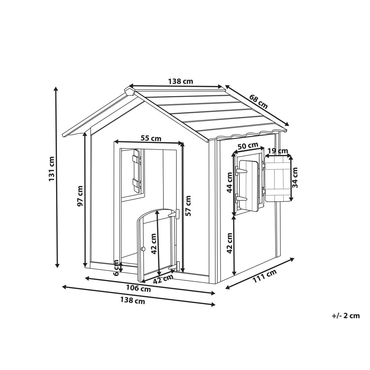 GARTENSPIELHAUS Heller Holzfarbton Pelopio - Hellbraun/Rot, Holz (138/131/111cm) - Beliani
