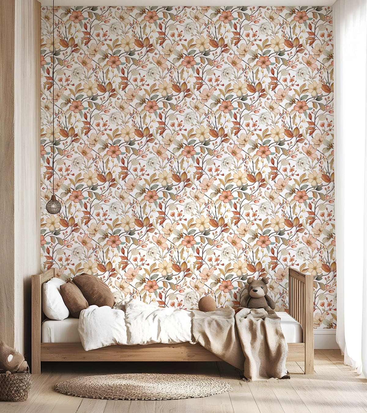 VLIESTAPETE Louison, Herbstblumen 50 cm x 10 orange - Orange, Papier (1000/50cm) - Lilipinso