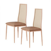KÜCHENSTÜHLE 2er-Set mit Rattanlehne, Kunstleder & schwarzen Beinen - Ecru, Holz (44/97.5/40cm)