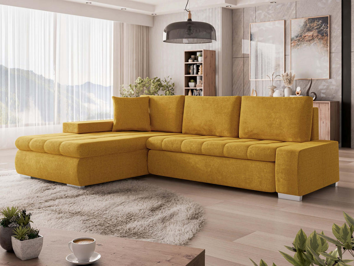 ECKSOFA Orkan Mini Premium - Currygelb, Holz/Textil (265/185cm) - MIRJAN24
