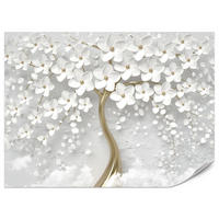 FOTOTAPETE für Schlafzimmer Perlmutt Blumen Abstract Baum 200x140 - Gelb/Goldfarben, Papier (200/140cm) - Muralo