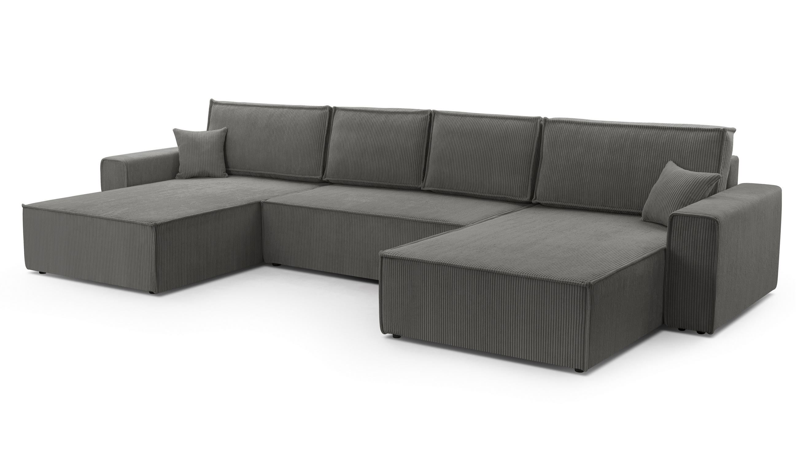 WOHNLANDSCHAFT Cedria Grau 389/145/85 cm mit Schlaffunktion - Schwarz/Grau, Kunststoff/Textil (389/85/145cm) - AX Living