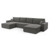 WOHNLANDSCHAFT Cedria Grau 389/145/85 cm mit Schlaffunktion - Schwarz/Grau, Kunststoff/Textil (389/85/145cm) - AX Living