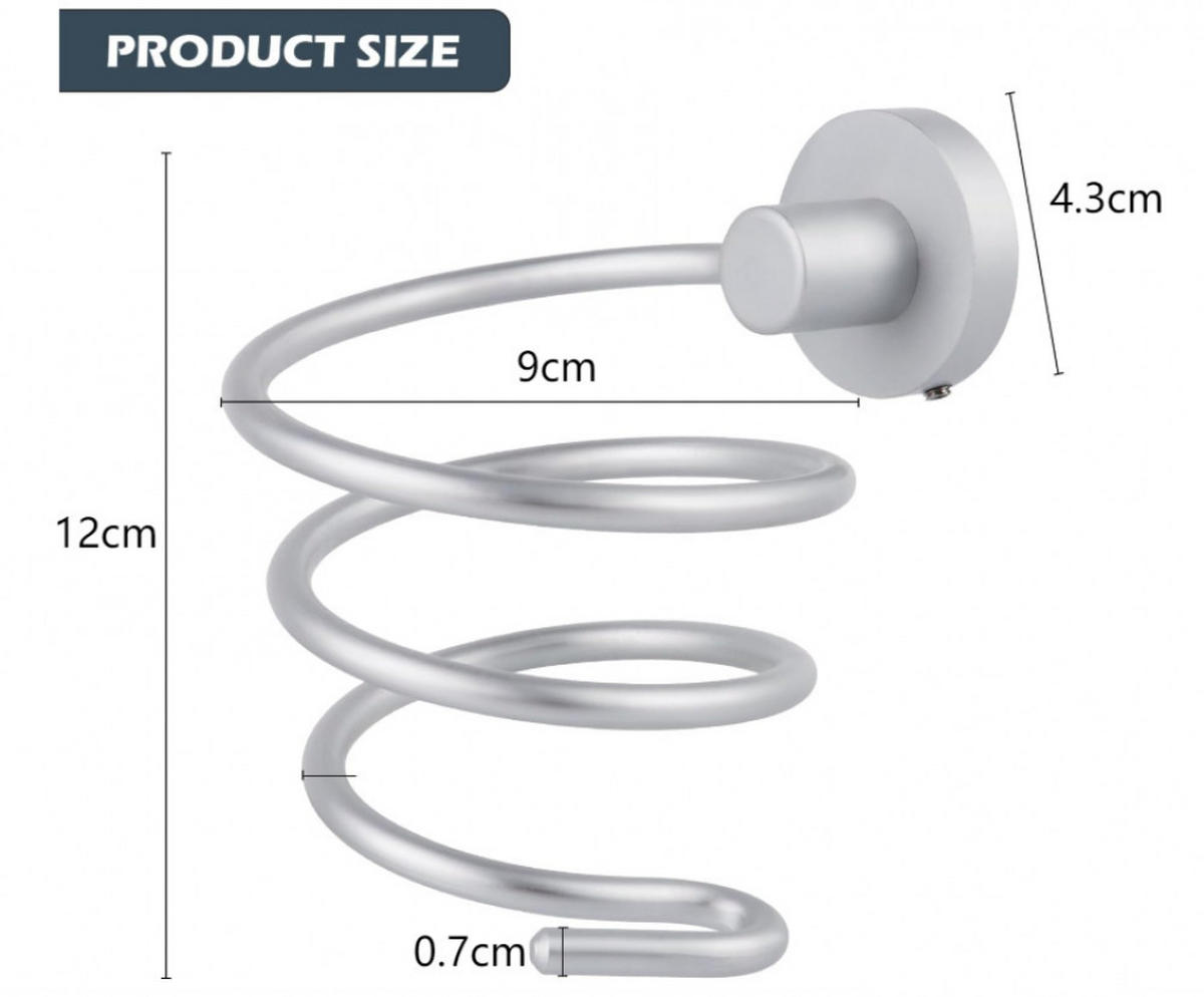 HAARTROCKNERHALTER , spiralförmiger Haartrocknerhalter - Weiß, Metall (9/12/9cm) - BELZ