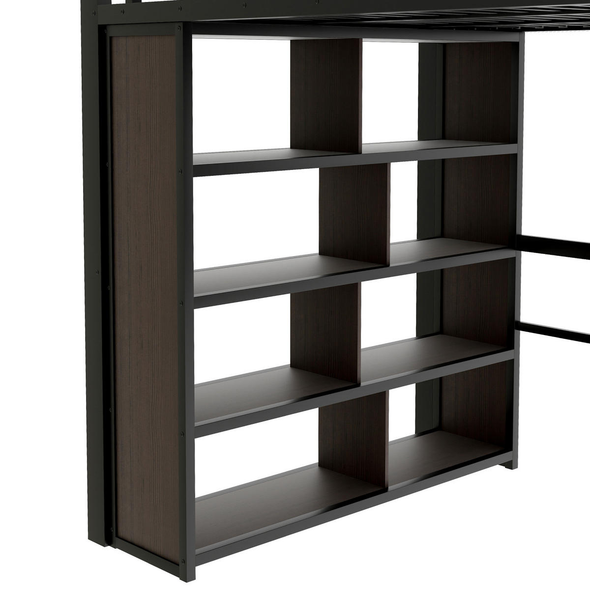 HOCHBETT 140/200 cm Schwarz aus Metall mit Schreibtisch und Stauraum - Schwarz, Metall (140/200cm) - OKMYHOME