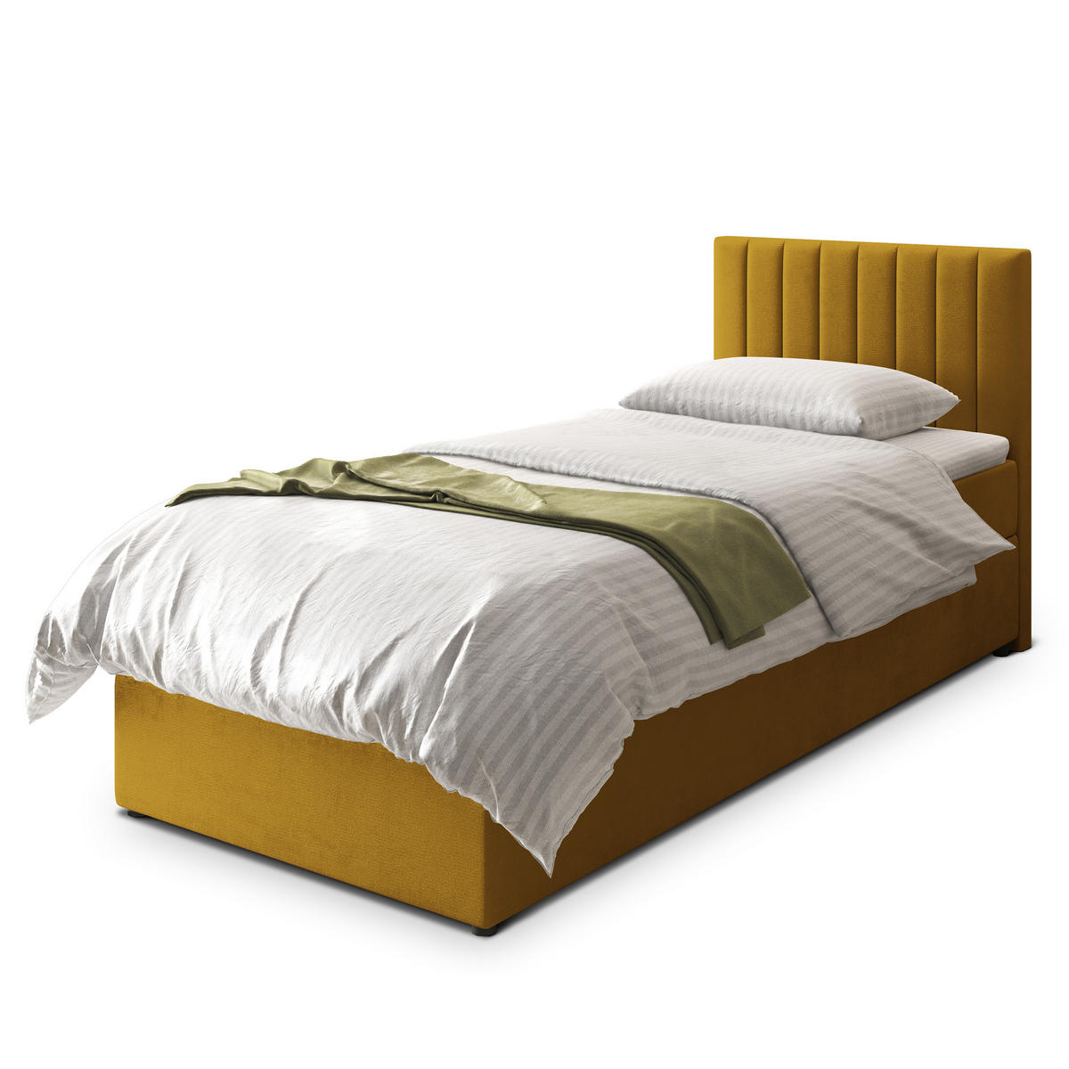 POSTEL BOXSPRING BRESEL 80x200 cm, s matrací a úložným prostorem, žlutá - žlutá, kompozitní dřevo/textil (80/200cm) - MASSENO