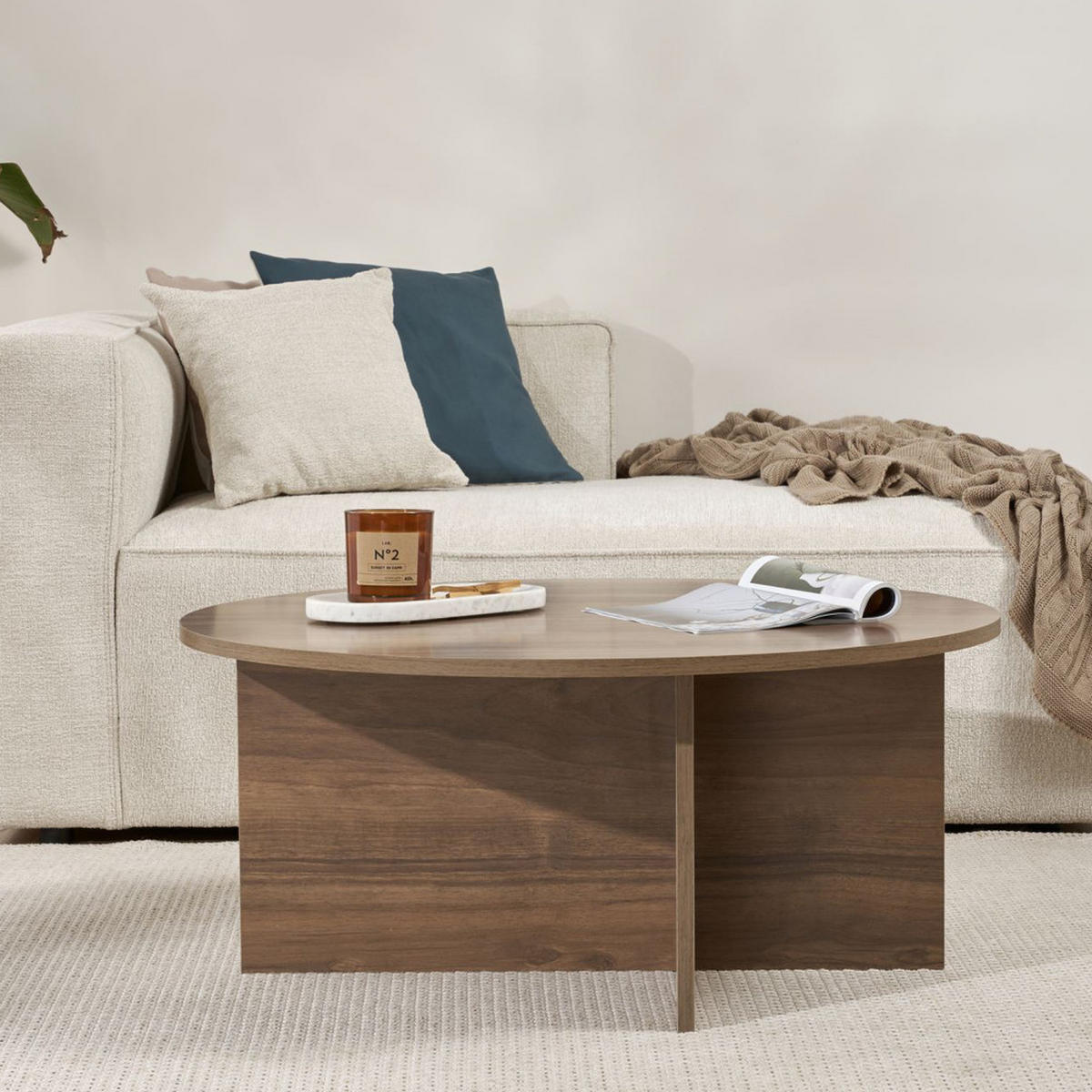 COUCHTISCH - Dunkles Holz - Nussbaumfarben, Holz (90/90/40cm) - Drawer