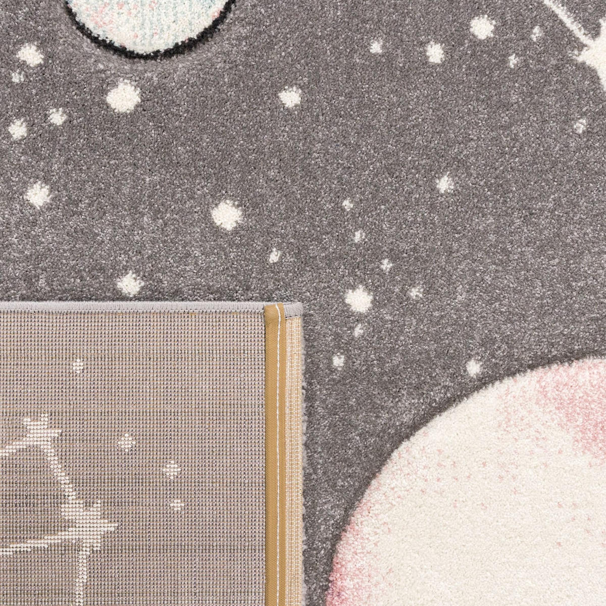 KINDERTEPPICH Weltraum Kinderzimmer schmutzabweisend Grau Rechteckig 80x150 - Grau, Textil (80/150cm) - KADIMA DESIGN