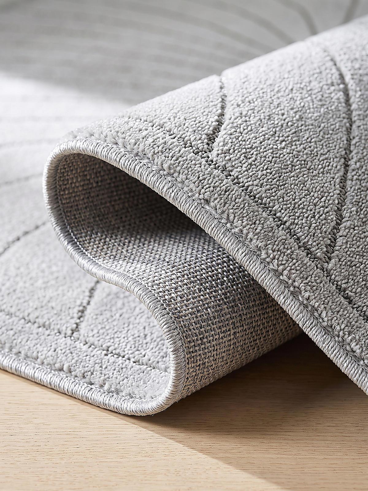 TEPPICH Outdoor, Fußbodenheizung-geeignet, mit Blattmotiv, aus Polypropylen, ENGADIN in Silbergrau, 140 x 200 cm - Grau, Textil (140/200cm) - KADIMA DESIGN