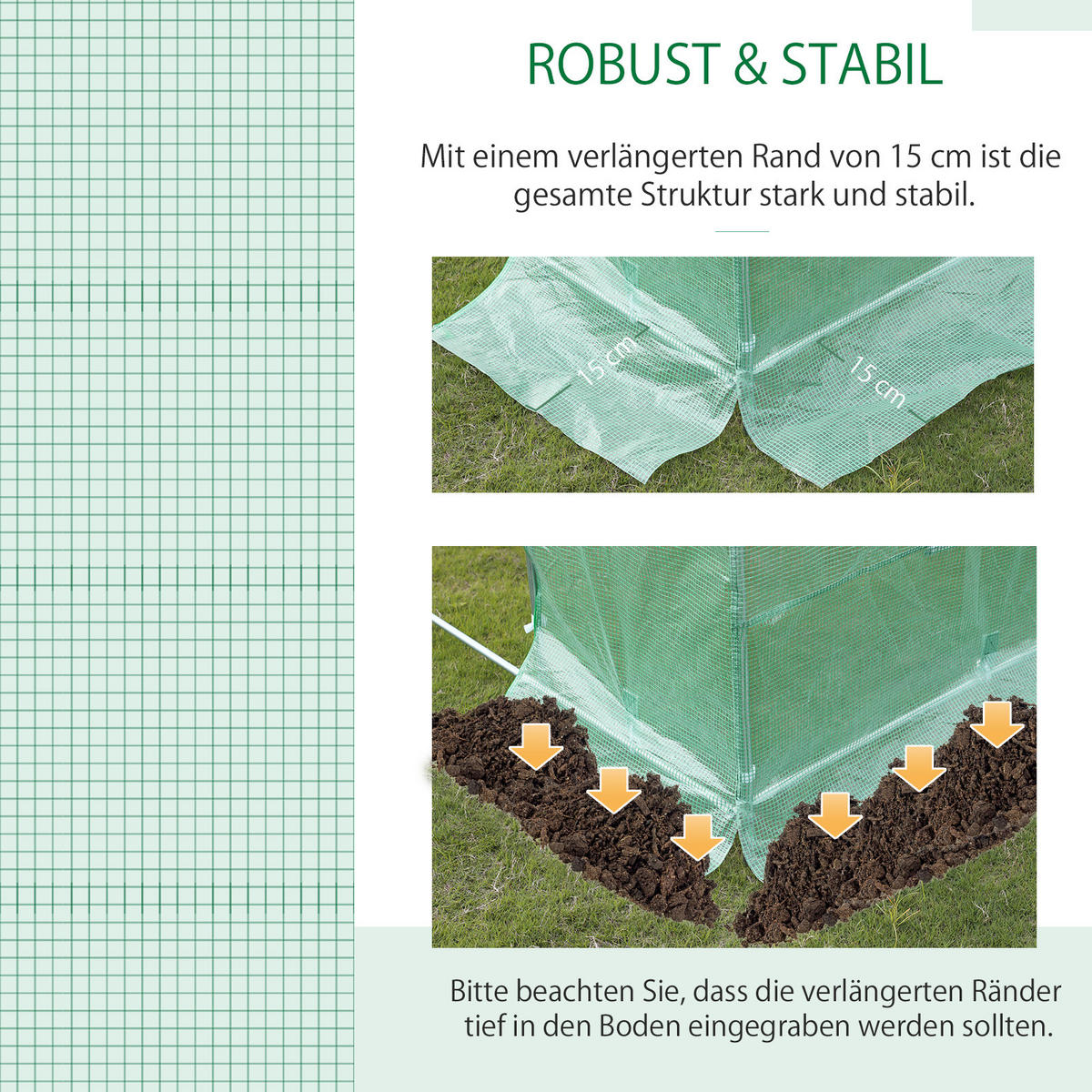POLYETHYLENFOLIE, Treibhaus Folie, Grün - Grün, Kunststoff (200/200/300cm) - Outsunny