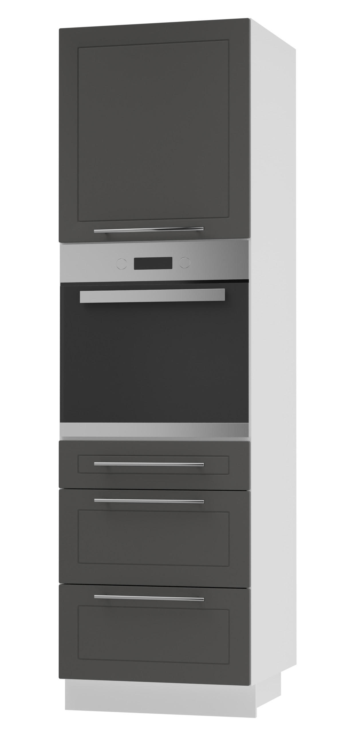 Feldmann-Wohnen Backofen-Hochschrank Graphit, Weiß 60x207x59 cm