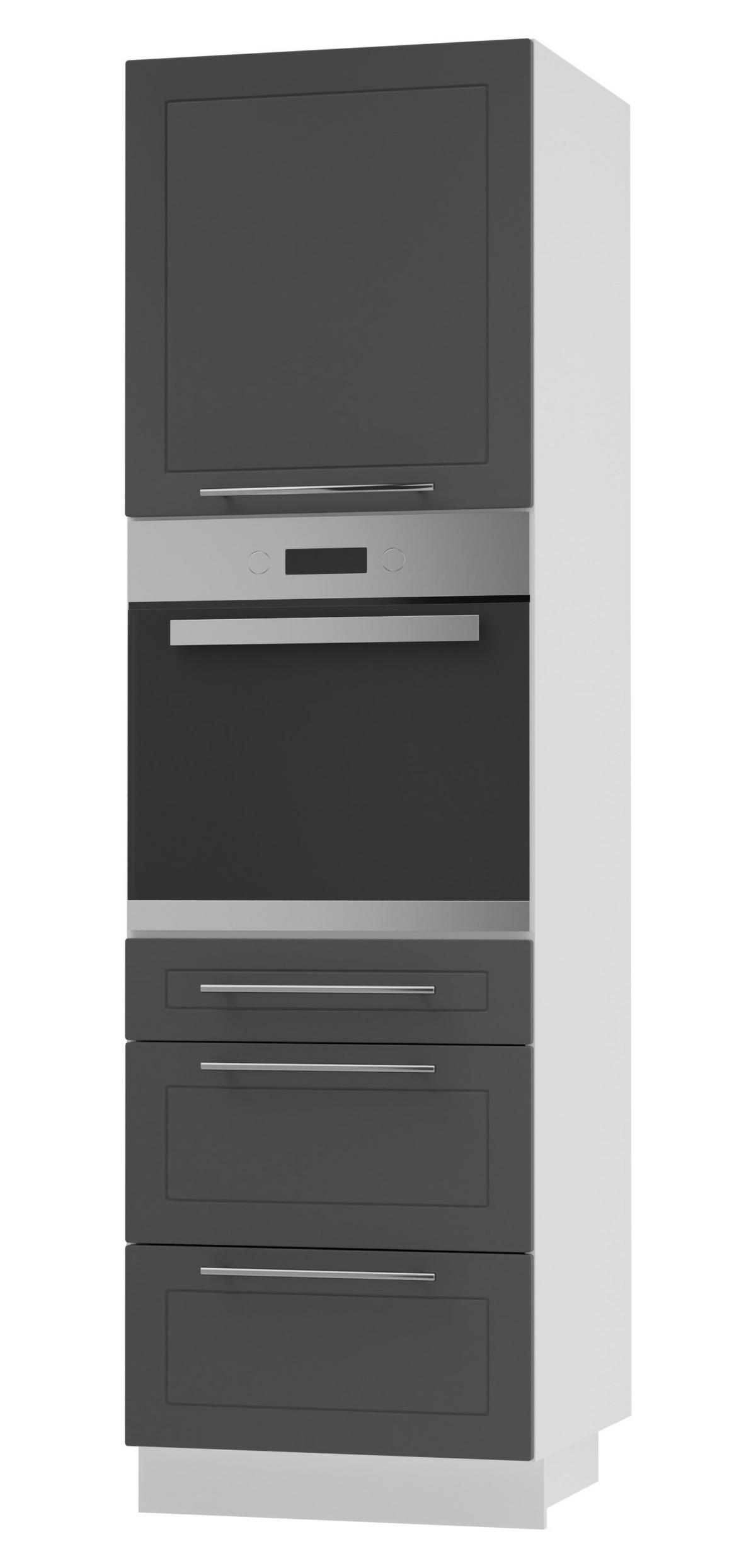 BACKOFEN-HOCHCSHRANK Kvantum D14/RU/3M Graphit Matt / Weiß Matt 60 / 59 / 207cm - Graphitfarben/Weiß, Holz/Holzwerkstoff (60/207/59cm) - Feldmann-Wohnen