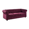 SOFA 3-Sitzer - Samt - Pflaumenfarben - CHESTERFIELD - Bordeaux, Textil (88/72/205cm) - Vente-Unique