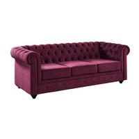 SOFA 3-Sitzer - Samt - Pflaumenfarben - CHESTERFIELD - Bordeaux, Textil (88/72/205cm) - Vente-Unique