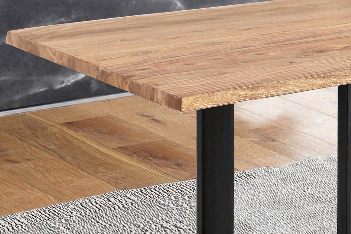 ESSTISCH MAREK - Beige/Schwarz, Holz/Metall (100/220/77cm) - SAM
