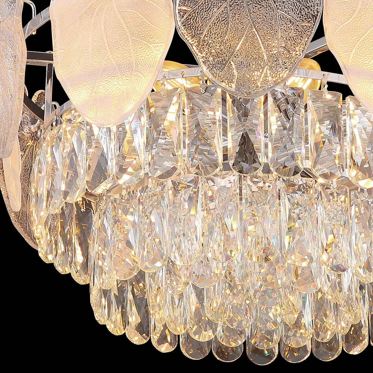 DECKENLEUCHTE BENJAMIN Chrom Kristall Silber 8-flammig - Silberfarben, Glas (50/50/27.9cm) - Globo Lighting