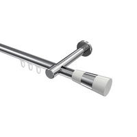 INNENLAUF-GARDINENSTANGEN-SET Prestige Tanara 400 cm (geteilt in 2 x 200 cm), 1-läufig, 20 mm Ø Chrom - Chromfarben/Weiß, Metall (400cm) - INTERDECO