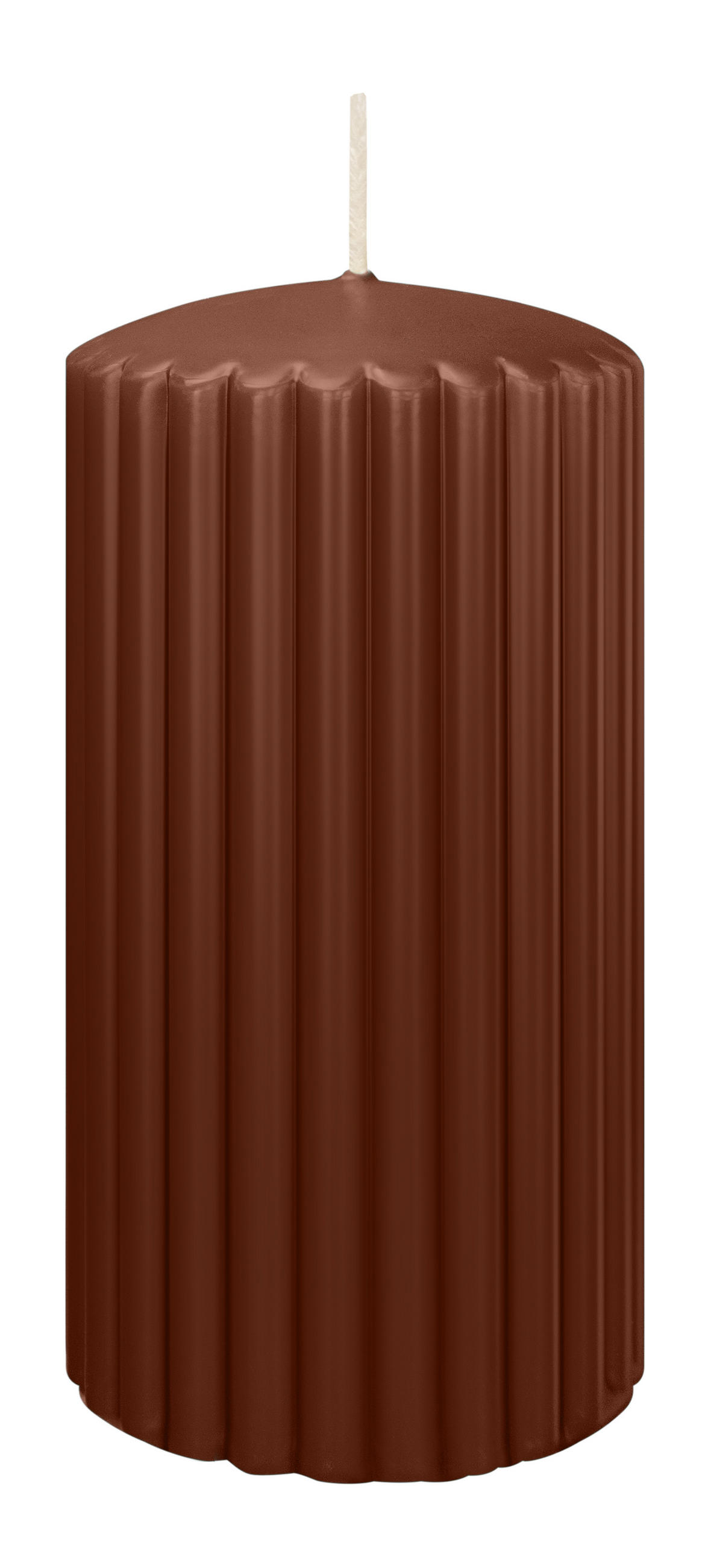 RILLEN KERZEN Kastanie 150 x Ø 80 mm, 4 Stück - Braun, Paraffin (8/15/15cm) - Wiedemann Kerzen