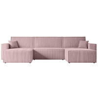 WOHNLANDSCHAFT mit Schlaffunktion und Bettkasten CELTIC-XLU - 377x143x83 cm Rosa Cord - Schwarz/Rosa, Holzwerkstoff/Kunststoff (377/83/143cm) - ALTDECOR
