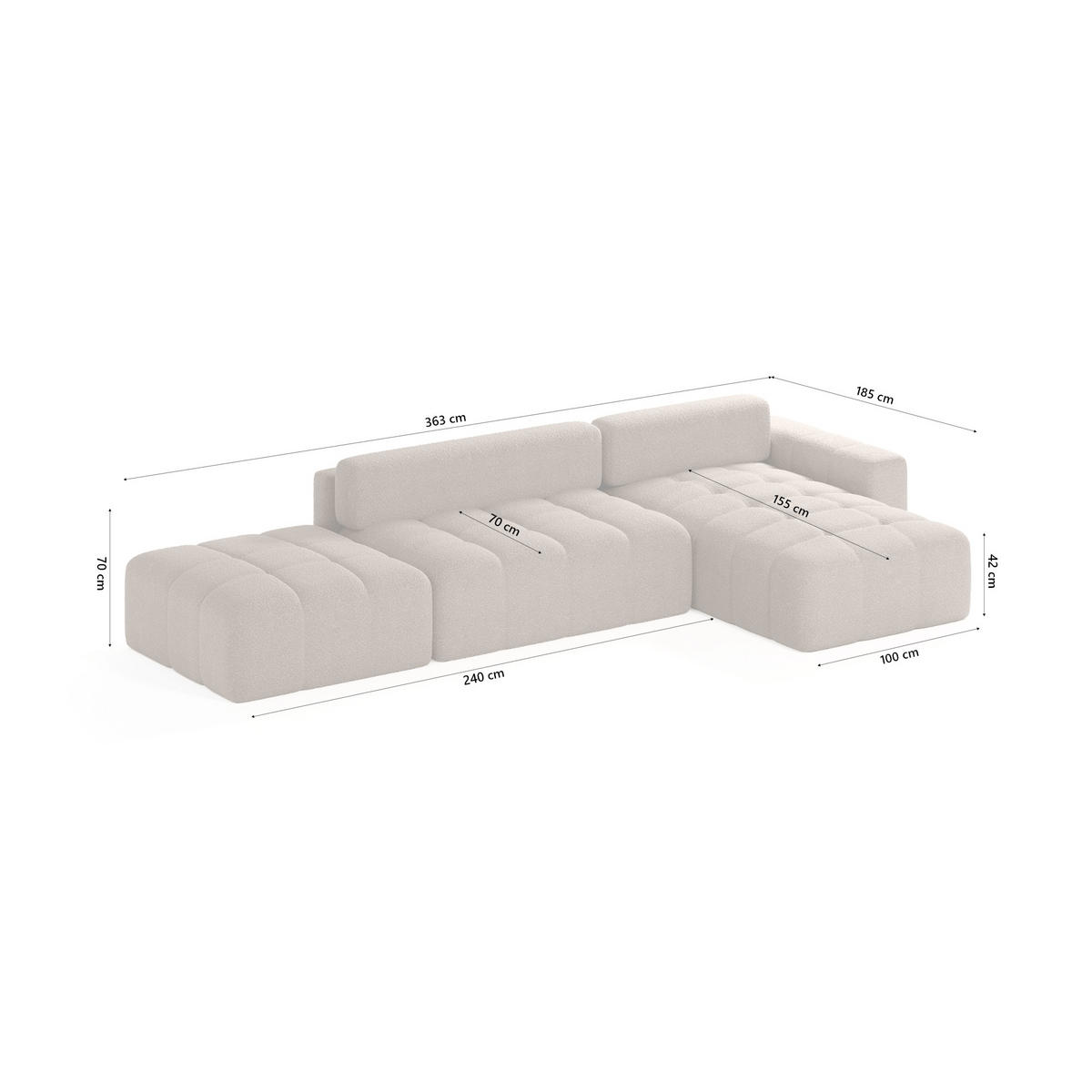ECKSOFA RIFU LA mit Schlaffunktion, Braun - Braun, Textil (363/185cm) - Fedve