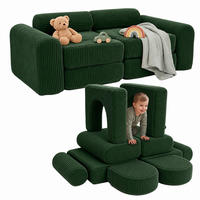 KINDERSOFA Grün modular - Dunkelgrün, Kunststoff/Textil (108/32/50cm) - Relaxdays